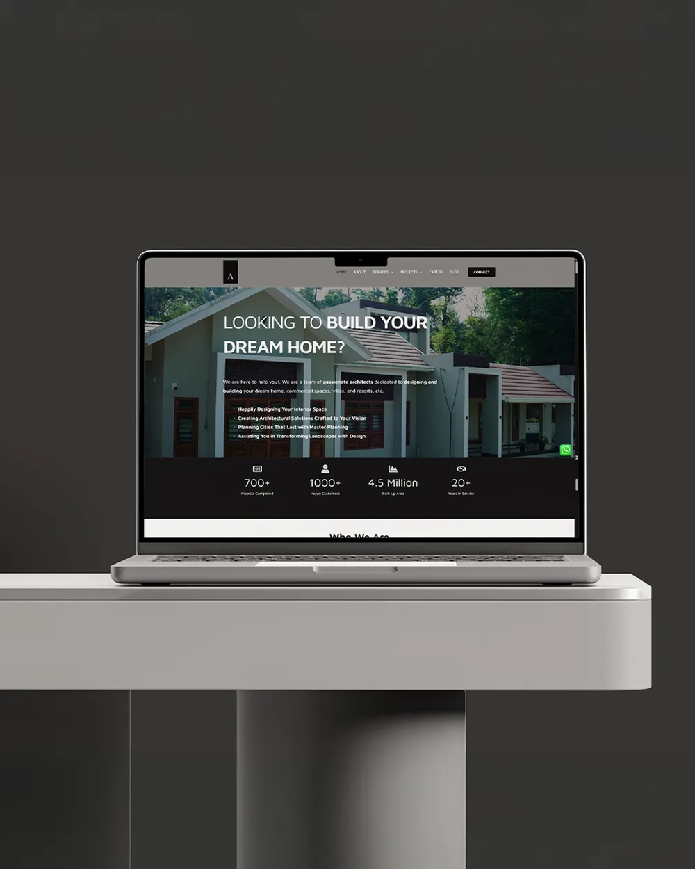Team Arcon homepage on a laptop