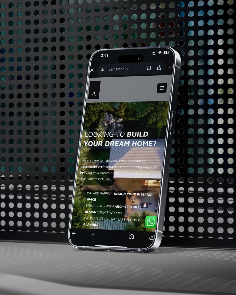 Team Arcon website on a phone