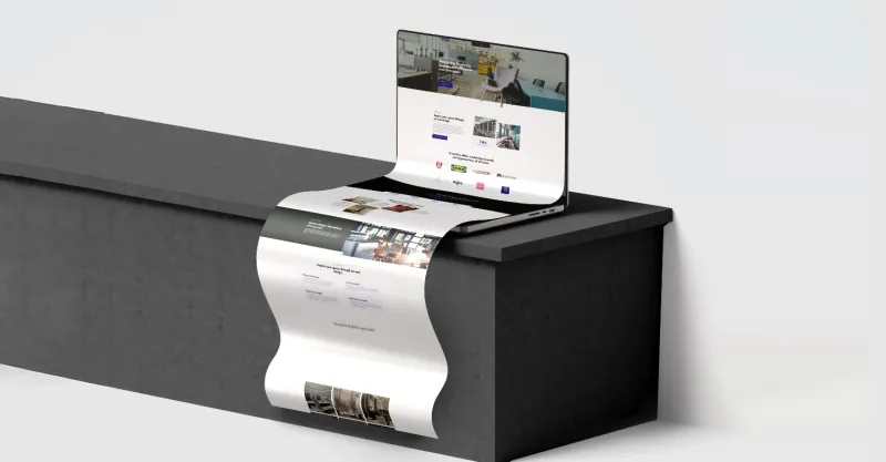 Creative Eden website shown on a laptop with the page flowing out of the screen
