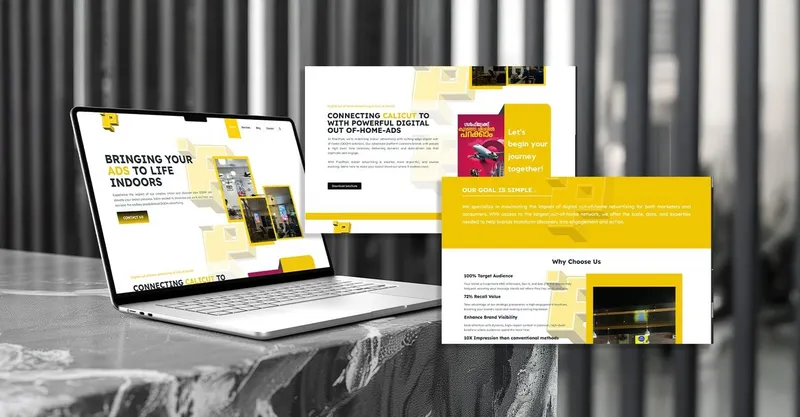Pixel Post website on a laptop with two page previews