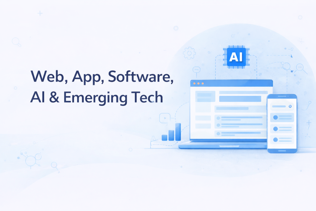 web, app, software, AI and emerging tech